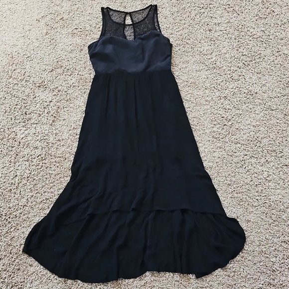 Ladakh Upstate Dress High-Low Black Fishnet Chic Gauze Flowy 2 XS - Picture 4 of 6